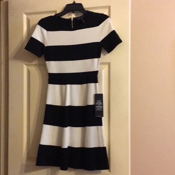 BCBGMAXAZRIA
 Stretch Striped Fit And Flare Dress - Picture 1 of 2